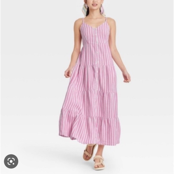 Universal Thread Pink Stripe Maxi Dress - Picture 1 of 15